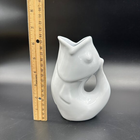 Gurgle Pot Koi Fish Pitcher 2006 White Ceramic Jug Figural Nautical 6.5 Inch - Picture 9 of 9